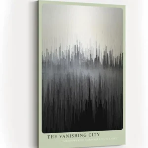 Paul Sinus Wandbild in 40x60cm The Vanishing City – Abstraktes Stadtmotiv in Schwarz-Weiß mit vertikalen Linienstrukturen