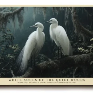 Paul Sinus Wandbild White Souls of the Quiet Woods – Mystische Eleganz und natürliche Anmut in stiller Waldlandschaft