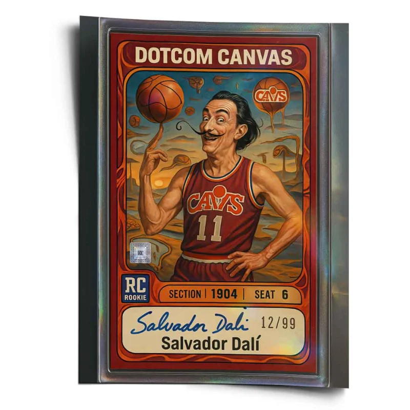 DOTCOMCANVAS® Salvador Dali Basketball Card Poster – Frontansicht, Pop-Art-Sammelkarte