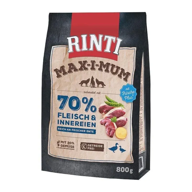 Rinti Maximum Trockenfutter für Hunde | Getreidefrei & Hoher Frischfleischanteil (Huhn oder Rind)