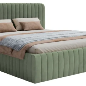 Polsterbett 180x200 cm Saliano mit Stauraum, Eukalyptus-Velours, wasserabweisend