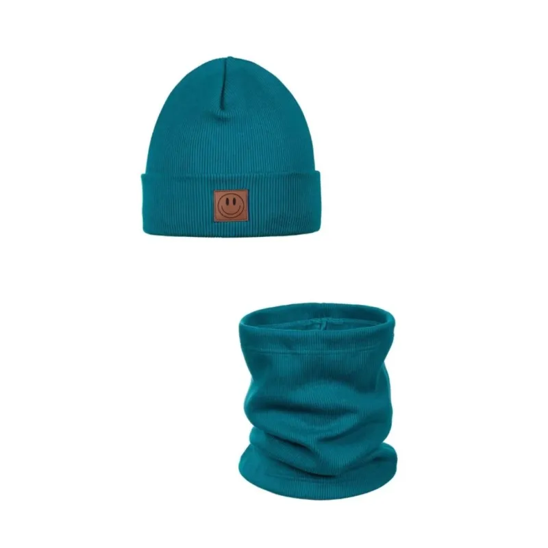 Set Mütze und Loop für Kinder petrol