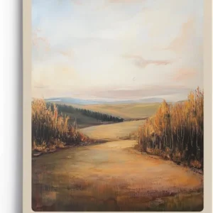 Paul Sinus Leinwandbild 60x90cm Toskana Idylle – Weite mediterrane Landschaft mit goldenem Licht und warmen Erdtönen