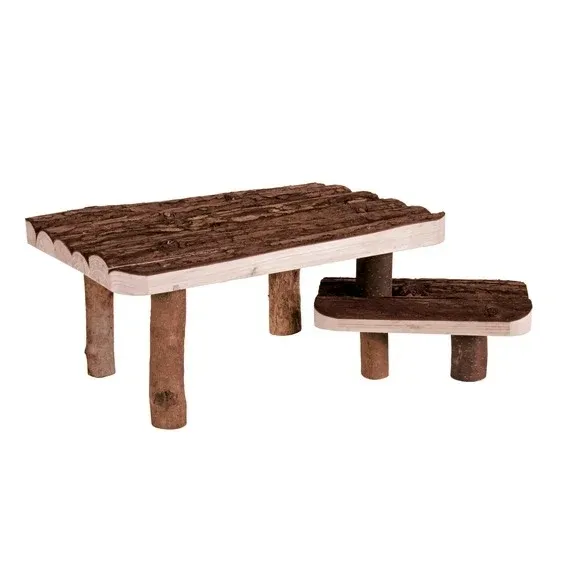 Unterstand mit Treppe für Kleinnager – Naturholz, 37 x 28 x 17 cm