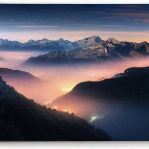 Paul Sinus Wandbild 120x80cm Berge im Nebel Dolomiten Italien Alpen Gebirge Nacht