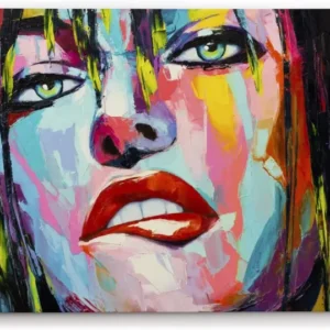 Wandbild 120x80cm Porträt einer jungen Frau Feminin Farbenfroh Abstrakt