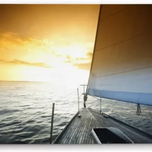 Paul Sinus Wandbild 120x80cm Segelschiff Segelboot Meer Horizont Sonnenuntergang Segel