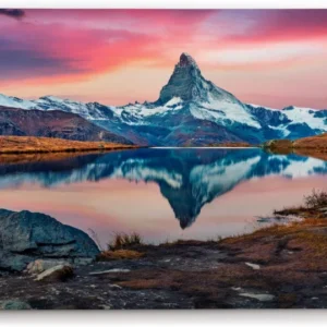 Paul Sinus Wandbild 120x80cm Stellisee See in der Schweiz Alpen Berggipfel