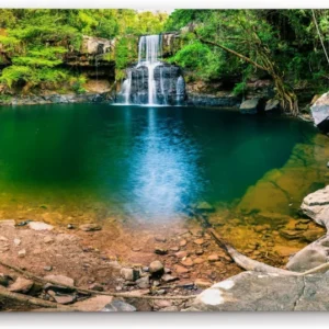 Paul Sinus Wandbild 120x80cm Wasserfall Dschungel Wasser Natur Grün Thailand