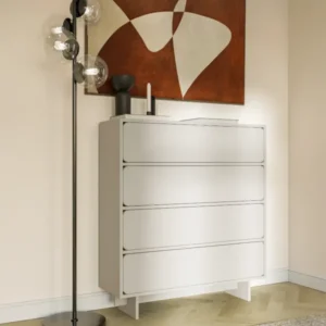 Kommode Wuwu mit vier Schubladen, 101 cm, grau-beige